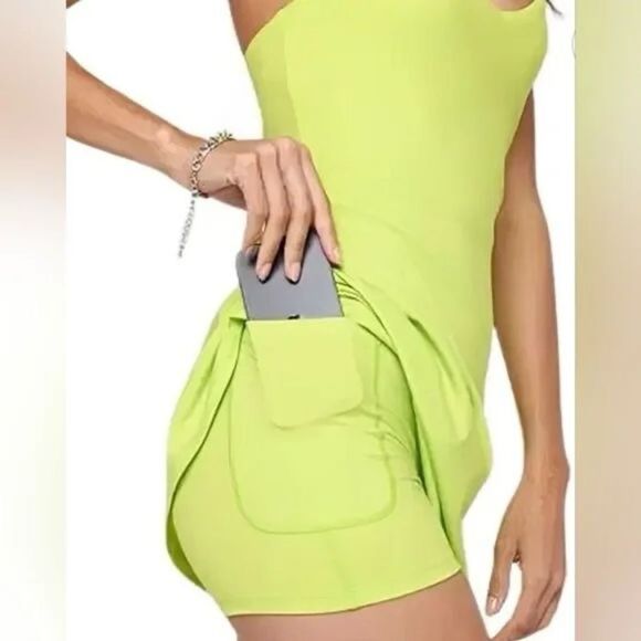 Spiritual Gangster Jet Active Mini Dress in Lime Green Size Large NEW NWT - Picture 9 of 11